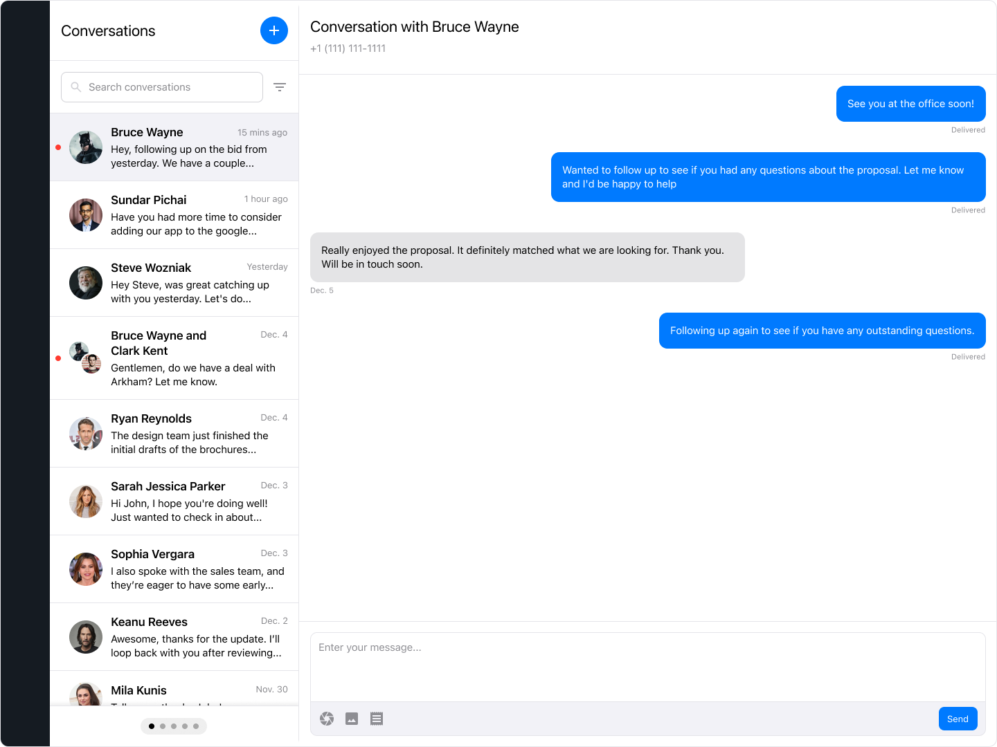 Unified SMS communication interface merging text, voice and broadcast